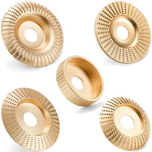 Set of 5 Wood Carving Disc for 4" or 4 1/2" Angle Grinder with 7/8" Arbor, Grinding Wheel Shaping Disc for Wood Cutting, Grinding Shaping Sculpting Disc for Wood
