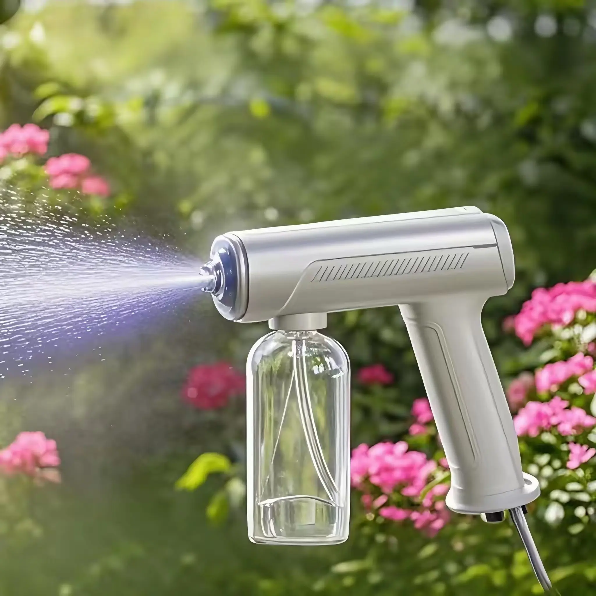 Professional Disinfectant Fogger Machine, 380ml XO Chef Lab Wireless Nano Sprayer Gun Handheld Sanitizer Fogger, Blue Light Foggers for Touchless Sanitization