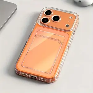 CAFELE Clear Card Slot Phone Case for iPhone 17 16 15 14 13 12 Series Transparent Protective Cover with Photo Holder Built In Card Pocket Reinforced Corners Shockproof Slim Case Compatible with Pro Max Plus,US Local Fast Shipping