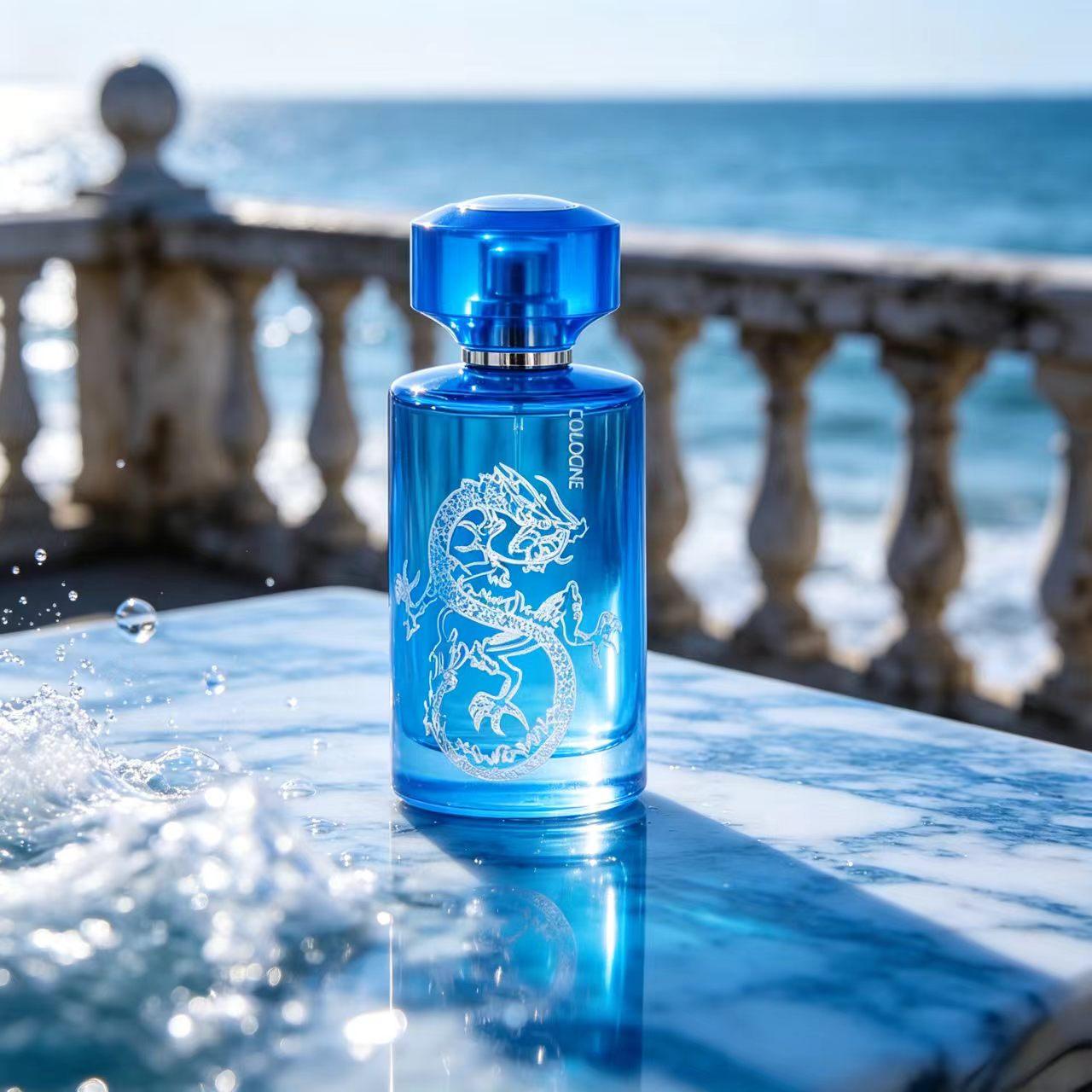Men's Dragon Essence Extracted Perfume - Blue Transparent Bottle, Suitable for Business and Sports Occasions, Business/Sports
