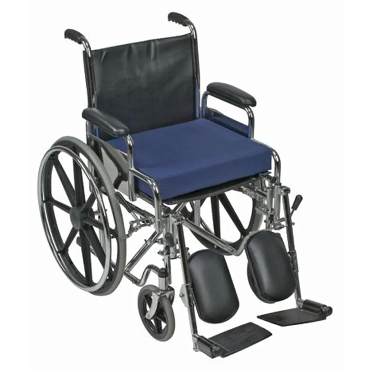 Mabis 513-8021-2400 Polyurethane Cushioned Healthcare Wheelchair Pad with Cushion, Cotton-Polyfoam Fill, Removable, Machine Washable, 16 in x 18 in x 3 in, Navy