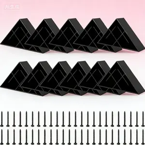 Set of 16 Black Plastic Triangle Furniture Legs with Screws 5.71"x5.71"x1.6" Replacement Couch Chair Feet Sofa Leg Replacement Kit Corner Support Legs Durable Easy Installation