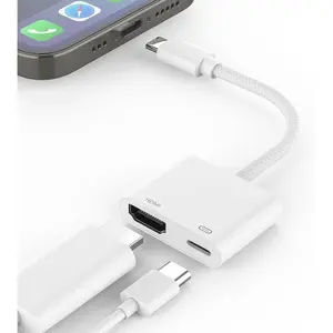 [MFi Certified] USB C to HDMI Adapter for iPhone 15 to TV,4K Sync Screen Connector Cable Digital AV Adapter with 100W Fast Charge Compatible for iPhone 15 to HDTV Projector Moniter