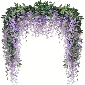 3-Piece Wisteria Garland Set, Blooming Flowers Design, Durable Plastic Hanging Vine Decorations for Indoor Outdoor Weddings Birthdays Christmas, Outdoor Decorative Arch