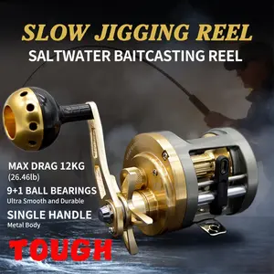 Slow Jigging Reel for Saltwater Full Metal Body Single Handle 9+1 Ball Bearings 12kg Max Drag Rugged Durable Smooth Retrieval Heavy-Duty Design for Deep-Sea & Inshore Big Game Fishing