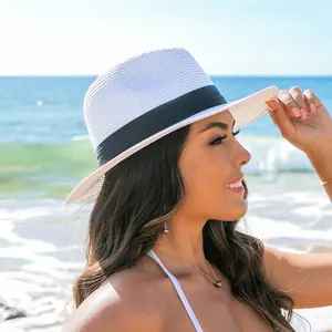 Classic Straw Panama Hat - Classic Design with Black Band, Ideal for Sun Protection and Stylish Wear