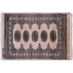 Ivory 2' 0" X 2' 10" Signed Silky Bokhara Hand-Knotted Wool Rug - Q23873