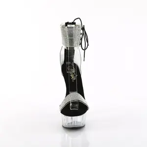 6 Inch Heel DELIGHT-627RS Clear Black Clear Platform Sandal