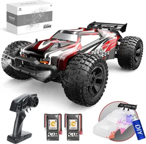 DEERC 1:10 Scale RC Monster Truck, 48KM/H Speed 4X4 Hobby RC Car with Lights, 2 Rechargeable Batteries, 2.4 GHz All Terrain Car Toys for 30mins Fun