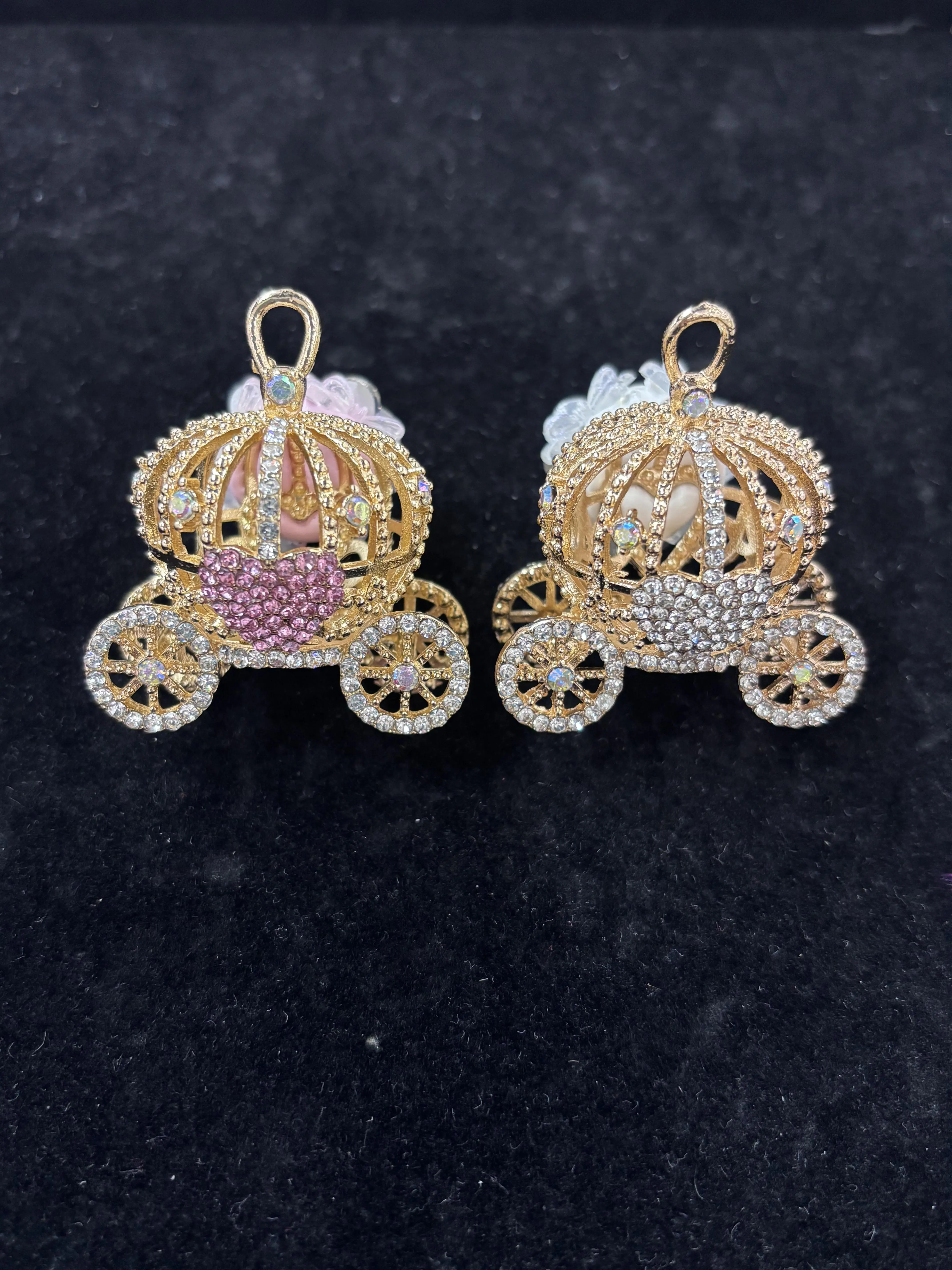 544  2PCS Luxury Cinderella Carriage Charms | Sparkly Rhinestone DIY Pendants for Pens, Bag Charms & Crafts