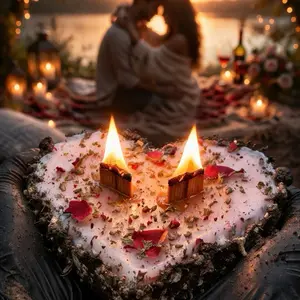 Manifest Love Earth Candle – Handmade Ritual Candle for Attracting Love, Soy Beeswax, Wooden Wick, Herbal Spiritual Gift