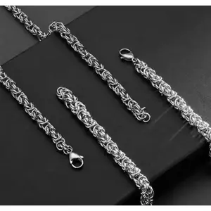 Men's Hand-Made Stainless Steel Chain Necklace - Punk Style, Metal Details, Personalized Weaving, Fashion Costume Jewelry Men's Accessories, Hand-Made Necklaces