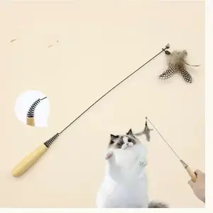 49cm CFA Season Cat Toy Long Handle Stick Durable Resistant to Chewing Self-Play Feather Cat Toy for Interactive Play Interactive Halloween ambush feather BackUS local shipping!