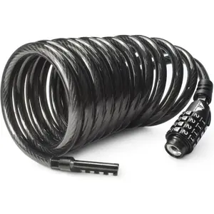Combination Bike Lock Cable- 3/8 inch (5FT, 10FT, 15FT, 25FT) Resettable Combination Lock, Anti-Theft Coiled Security Cable For Bicycles,Kayaks,Paddle Boards,Gates,Outdoor Gear (10 FT)