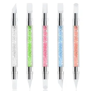 5 Pcs Dual Tipped Silicone Nail Art Sculpture Pen Silicone Brushes for Resin Nail Art Design Nail Foil Carving Drawing Shaping
