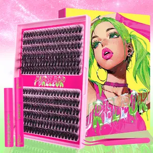 Lash Clusters Kit or Single Box Wispy Cluster Eyelash Extensions Fluffy-DIY Lashes Extension 13-14-16-18-20mm Eyelashes 240 pcs Cluster D-Curl Individual Lashes