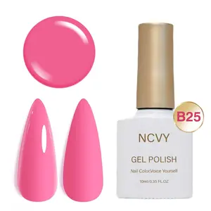NCVY Bright Pink Gel Nail Polish, 10ml/0.35oz Nail Polish. Long-lasting, removable UV/LED gel polish with rich, vibrant color. Easy for beginners to use, perfect for DIY nail art at home. An ideal gift for spring and summer. Salon-quality.