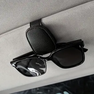 Fashion Eyeglass Holder for Car Sun Visor, Faux Leather Design, Magnetic Closure, Scratch-Resistant, Universal Car Accessory