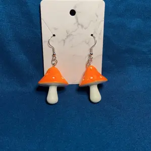 Orange Mushroom Earrings