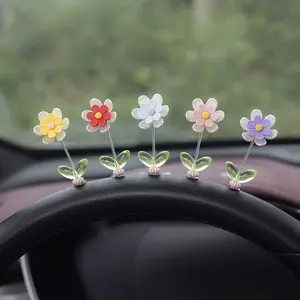 5pcs chrysanthemum design car center console spring decoration, car dashboard decoration, car interior accessories, Car Trinkets
