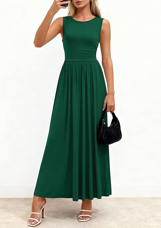 PrettyGarden Summer Maxi Dresses for Women Sleeveless A Line Flowy Long Casual Sundress Wedding Guest Fashion Clothing