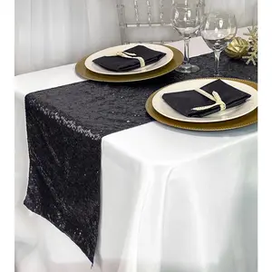 Glitz Sequin Table Runner Black