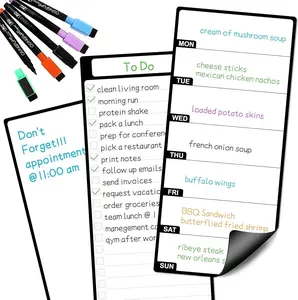 Whiteboard for Fridge 3 count 4.5"x10"  Dry Erase Board for Refrigerator   White Board for Fridge Weekly Menu Board for Kitchen Meal Planner 5 Ultra Fine Tip Markers