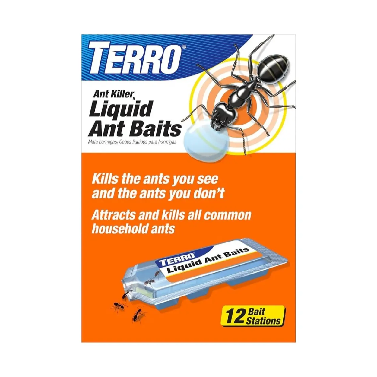 TERRO Ant Killer Bait Stations T300B - Liquid Bait to Eliminate Ants, 12 Count Stations for Effective Indoor Ant Control
