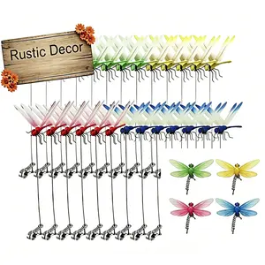 Dragonfly Hat Clips, 12PCS Artificial Dragonfly Clips for Outdoors, Fake Dragon Fly Rod Clip Bugss Repellant, 3D Natural Clip for Garden Decoration