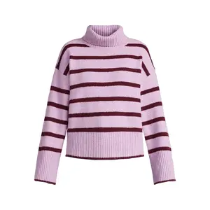 Time and Tru Women's Chunky Turtleneck Sweater – Cozy Long Sleeve Pullover Knit Top, Soft Midweight Fall Winter Jumper, Sizes XS–XXXL