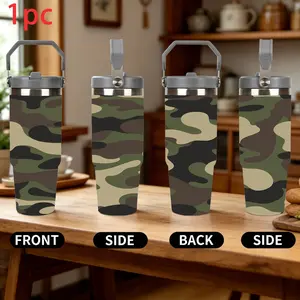 1pc 30oz camping,outdoor Insulated Tumbler, Camo Pattern Design, Insulated Tumbler - Stainless Steel Travel Water Bottle, Reusable,  suitable for home use, office use and as a gift.