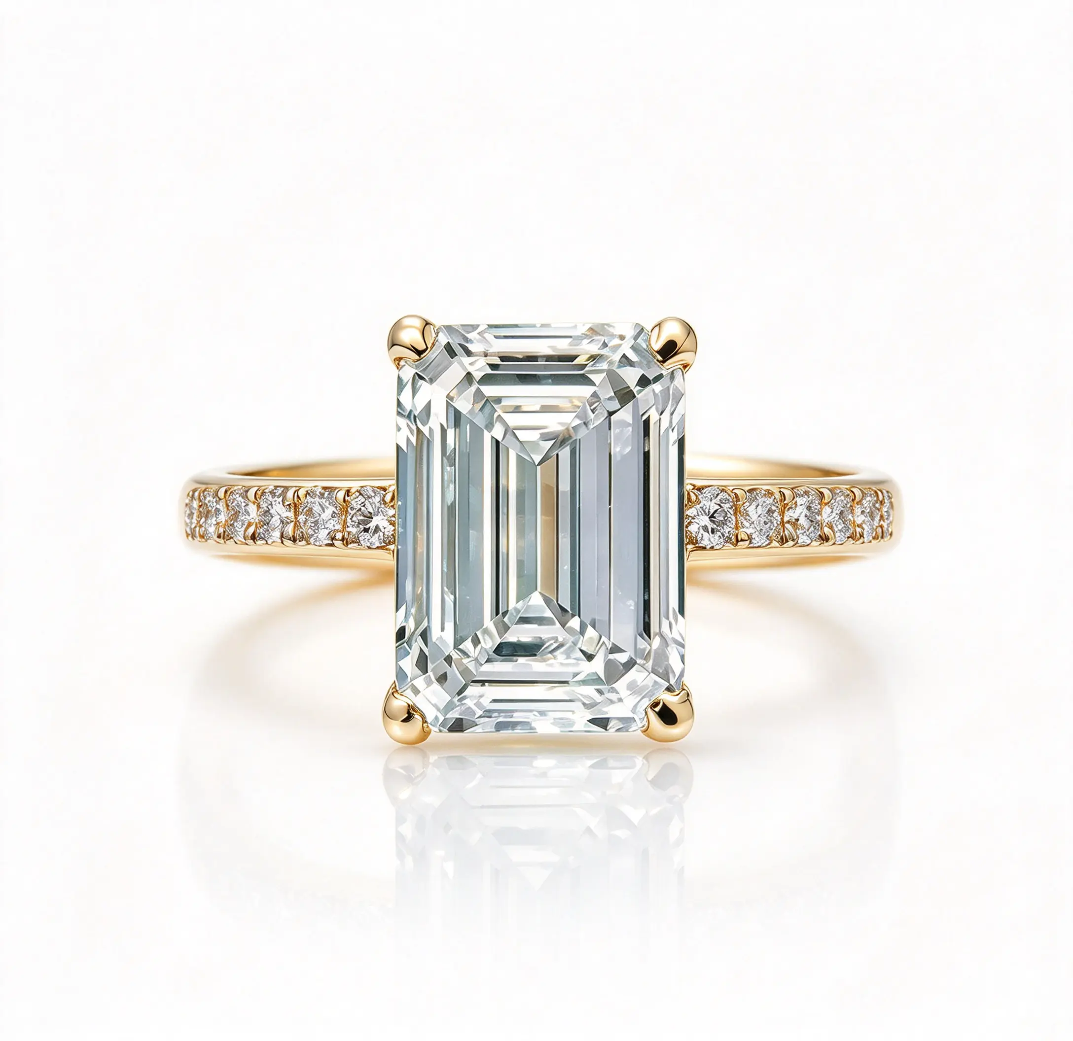 JZ63-1 4CT(SIZE-8)18k gold over Sterling Silver S925 Emerald cut Moissanite Diamond Rings fo women