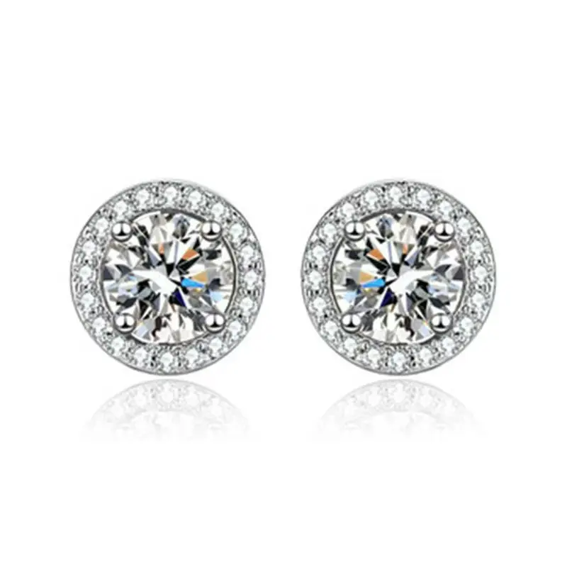 Round zircon earrings