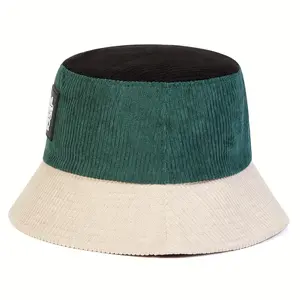Men'S Lucky Cat Bucket Hat - Two-Tone Green & Yellow, Structured Brim for Outdoor, Beach, Travel - Funky Japanese-Inspired Bucket Cap for Everyday & Formal Events - Hand Washable Bucket Hat for Men, Beach Accessory, Playful Design, Comfortable Fit, Casual