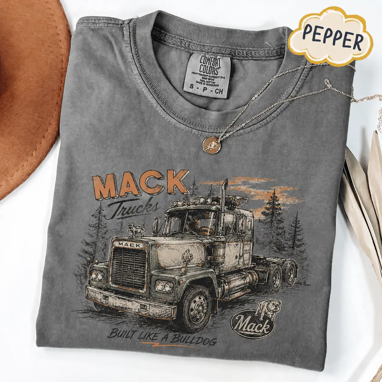 Mack Truck Comfort Colors T Shirt, Vintage Semi Truck Graphic Tee, Classic American Big Rig Shirt, Trucker Gift, Diesel Hauler Apparel for Men and Women