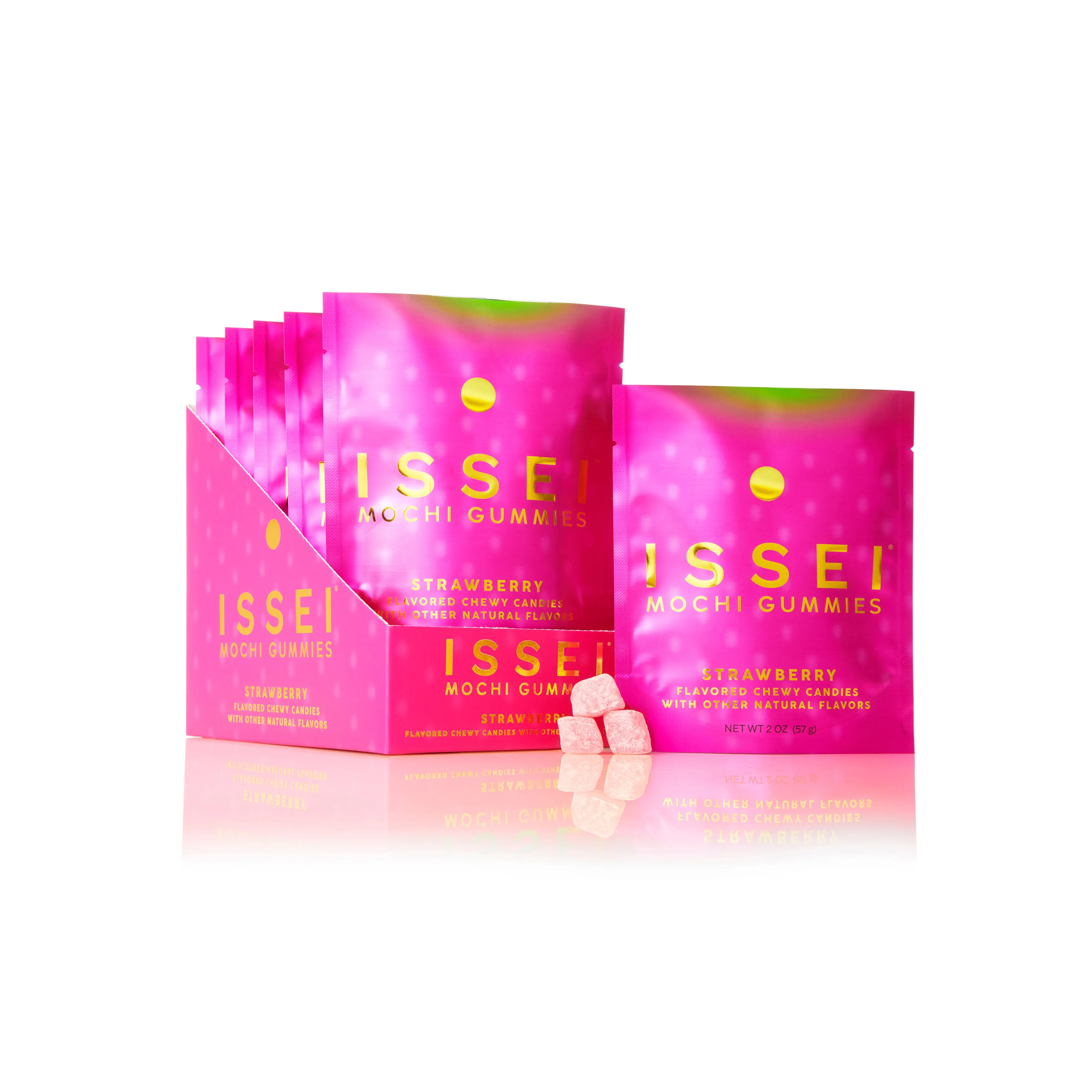 Issei Mochi Gummies 6 Pack Strawberry | Soft & Chewy | Award Winning | Gelatin-Free, Non-GMO, Gluten-Free, Plant-Based, Dye-Free | Delicious Snack | 2 Oz (6 Pack, Strawberry Flavor)