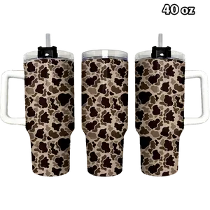 Classic Woodland Camouflage Pattern Tumbler 40oz & 30oz, Tactical Outdoor Drinkware For Men Women, Stainless Steel Travel Cup, Camping Gift Idea | 060426.R3059.ID00