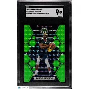 2022 Mosaic Reggie Jackson Green Fluorescent Prizm 08/10 52 SGC 9 Denver Nuggets