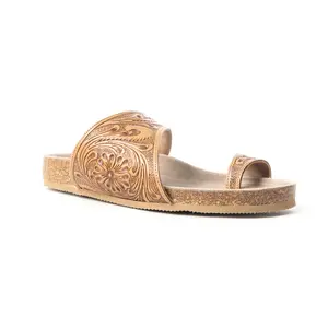 Myra Eastward Winds Leather Sandals for Women – Cork Sole, Antique Finish for Western Comfort