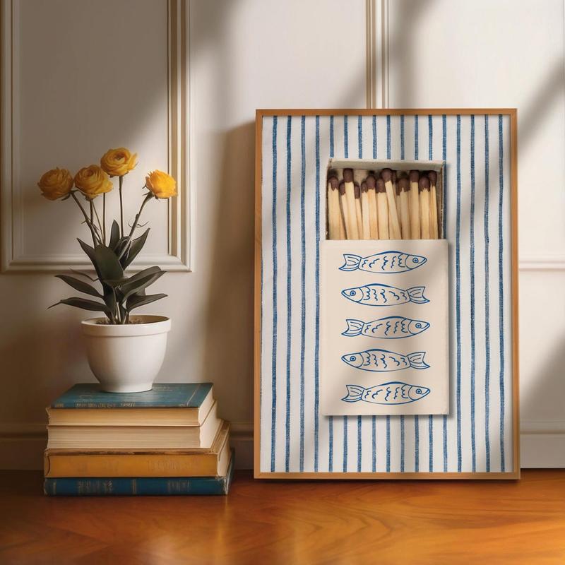 Sardine Matchbox Wall Art - Digital Print, Coastal Decor  Poster Unframed - 5 size, 8x12  to 27x40