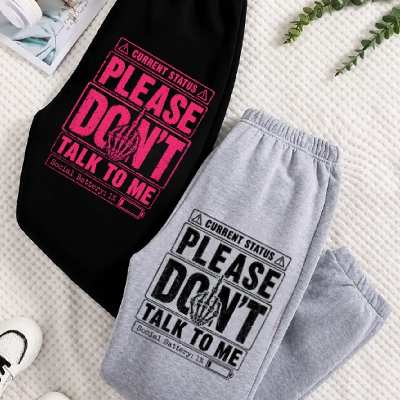 Current Status Please Don't Talk To Me Graphic Sweatpants, Unisex Oversized Joggers, Soft Cotton Blend Fleece, Relaxed Fit, Funny Introvert Streetwear, Comfortable Lounge Pants for Everyday Wear, Gift For Him, Gift For Her, Gym and Travel, Trending 2026 N