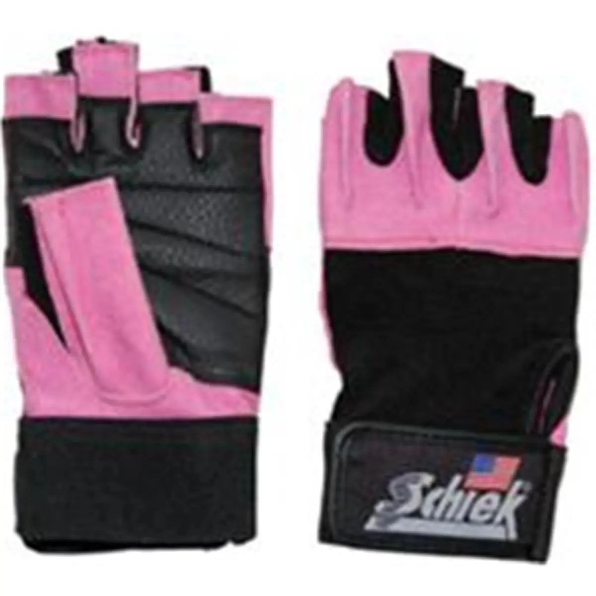 SCHIEK Women's 3/4 Finger Lifting Gloves, Non-bleeding Pink Amara Leather with Nonslip Padded Palms, Washable Pads & Easy-Remove Fins, Synthetic Leather