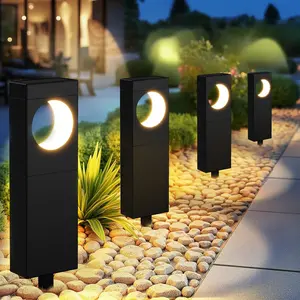 SummerVibes Solar Pathway Lights Outdoor: 6 Pack Unique Solar Lights Outdoor Waterproof - Bright Moon Pattern Auto On/Off Garden Light for Yard Patio Porch Lawn Path Walkway Driveway Outside Decor Lighting