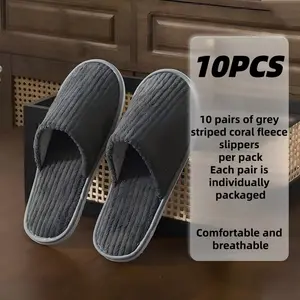 10 Pairs Unisex Disposable Slippers, Cotton Material Comfortable Breathable, Daily Home Travel Hotel Essentials
