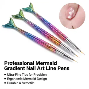 Three-Piece Nail Art Detail Brush Set, Low Sensitivity Fine Line Painting Pen, DIY Manicure Design Tool, Salon-Level Nail Decoration Effects, Nail Art Accessories
