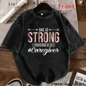 Proverbs 31 25 Nurse Caregiver Tee – Funny She Is Strong 100% Cotton ed Shirt Cotton T-Shirt – Best Fit