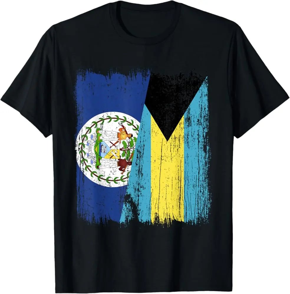 Belize Bahamas Half Flag Belizean Bahamian Jersey T-Shirt