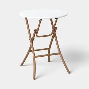 Steel Round French Cafe Outdoor Patio Bistro Table Beige - Threshold