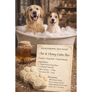 Dog Soap for Sensitive Skin – Oat & Honey Goat Milk Bar, Handmade Small Batch Pet Soap