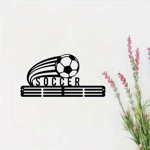 Soccer Ball Design Metal Wall Art, Soccer Medal Display Rack, Medal Display Stand, Wall Decor for Home Living Room Bedroom, Home Decor